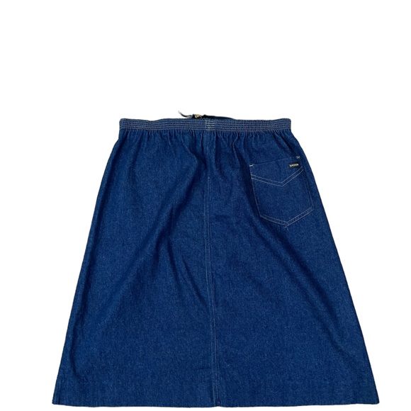 Sasson Vintage Blue Dark Wash Western Modest Grunge Prep Denim Skirt Size 14 - Picture 4 of 6